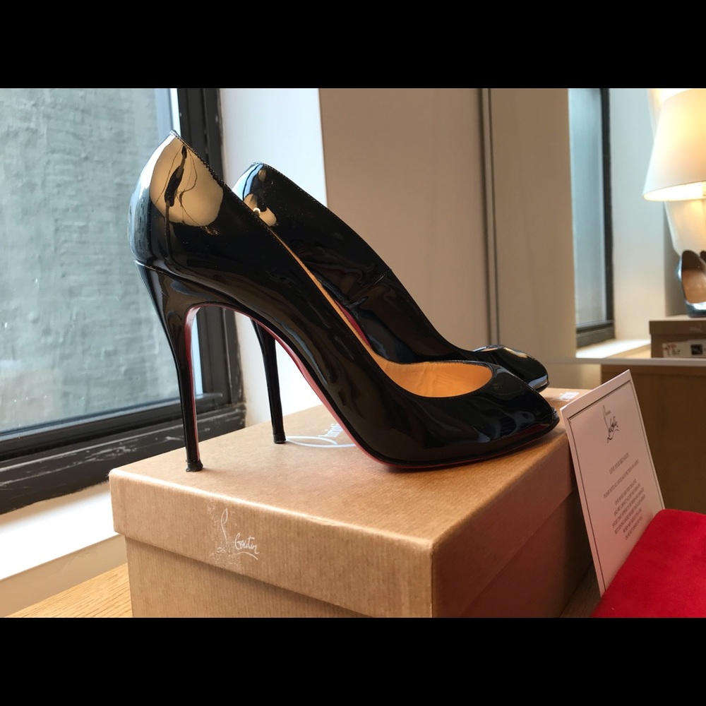 Christian Louboutin Black Patent Leather Stiletto Heels - Picture 6 of 8